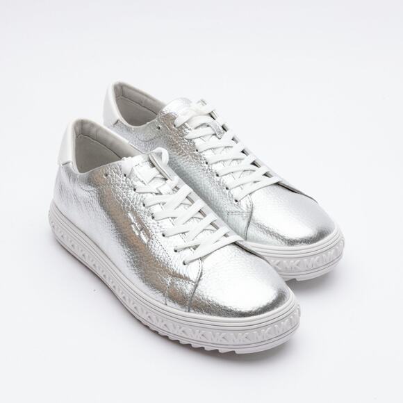 Michael Kors Women Grove Lace-Up Sneakers Silver Size 9.5 - Picture 2 of 6